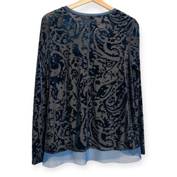 Simply Vera Vera Wang Iridescent Teal Velvet Burnout Blouse Women's Size PL - Picture 2 of 12